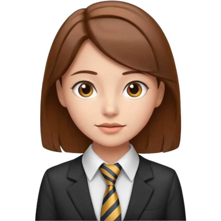 Interpreter girl with brown hair and a necktie emoji