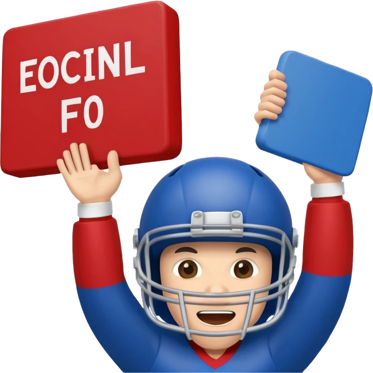 cheering sign american football in blue (#00A3E0) and red (#F9423A) emoji