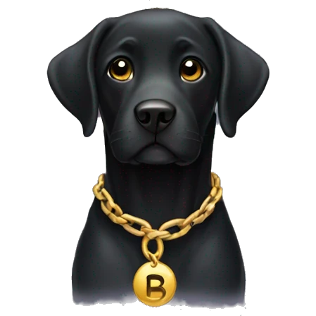 Black Labrador with gold chain b  emoji