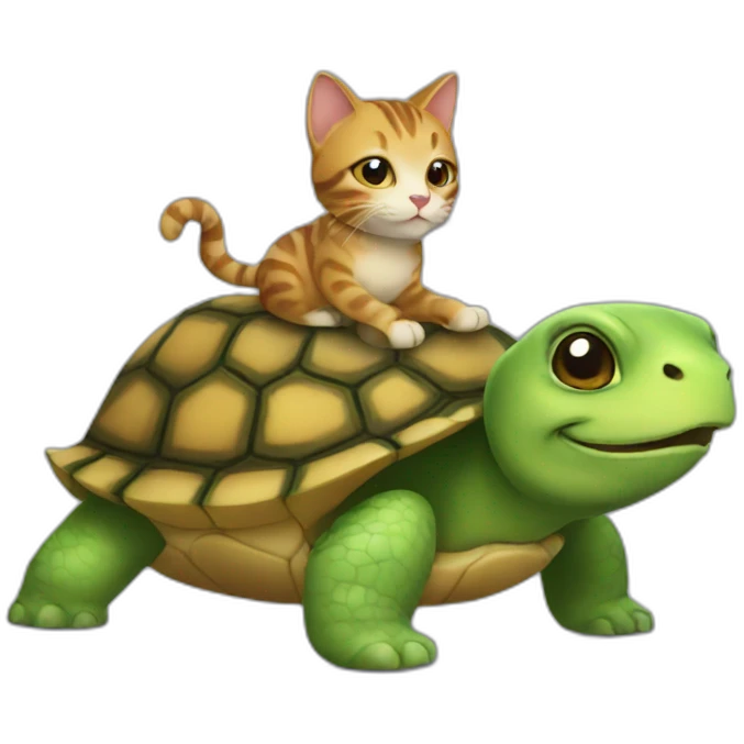 a cat riding a turtle emoji