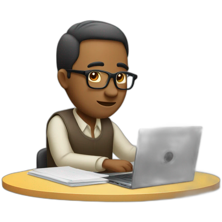 homme avec cheuveu long sur un ordinateur emoji