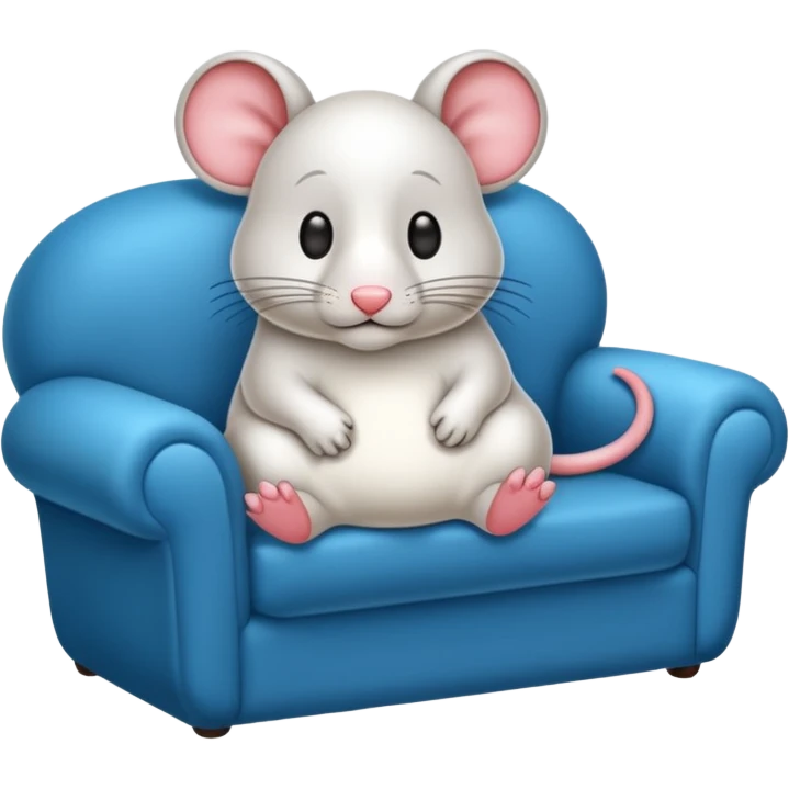 UM RATO BRANCO SENTADO EM UM SOFA, O RATO ESTA DE OCULOS ESCURO E BENGALA emoji