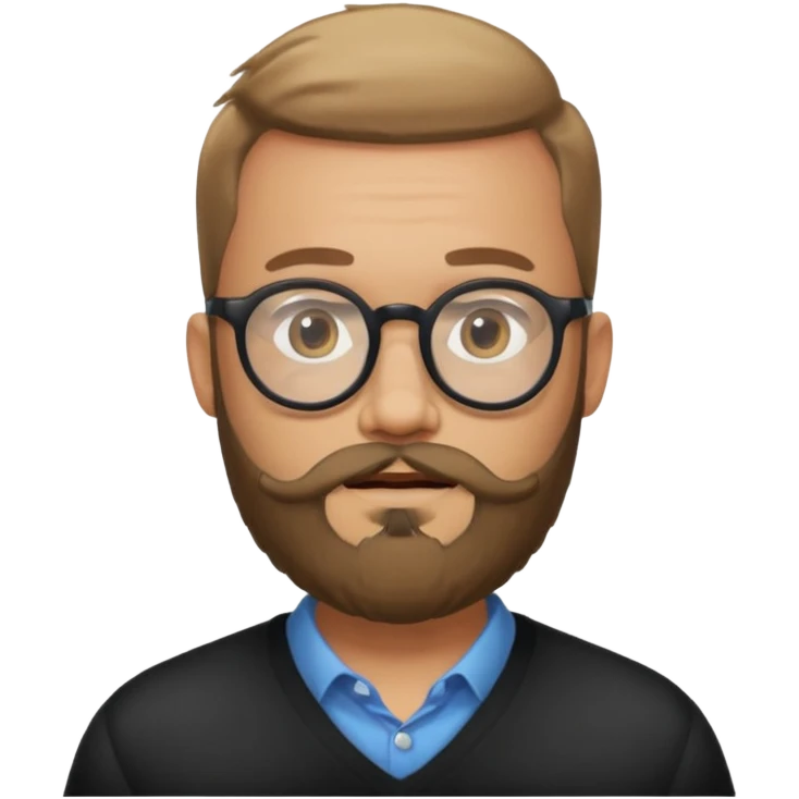 I need a simple emoji of a full bearded man with round glasses, light expression emoji