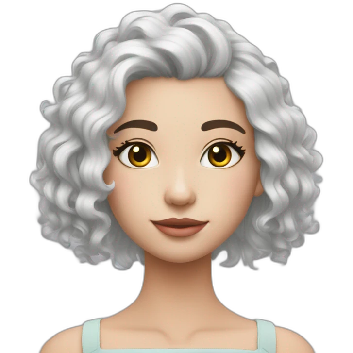 joven piel blanca pelo corto gris con pastel emoji