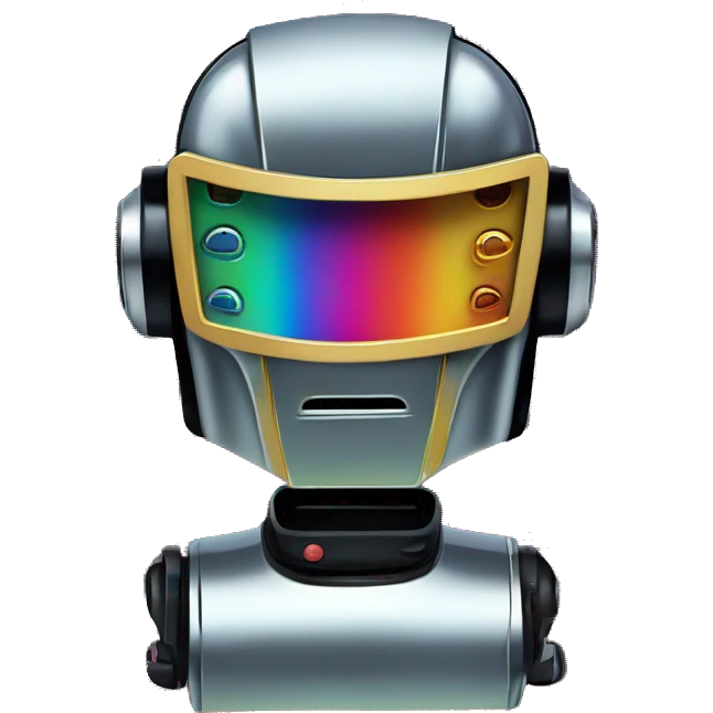Rainbow Chrome variant DaftPunk-style robot talk box emoji