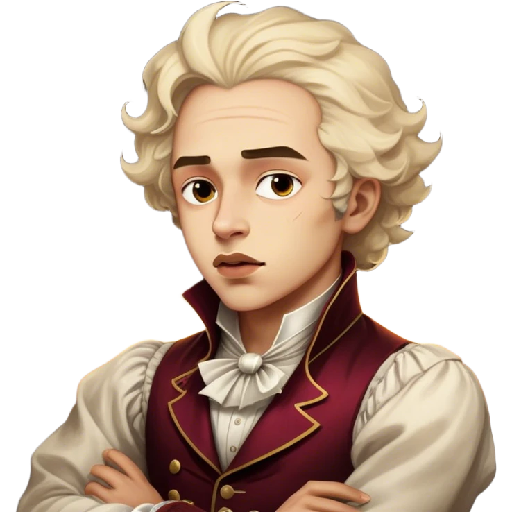 Cinematic Realistic Beethoven Portrait Emoji, depicted as a passionate composer with intense expressive features in period attire, rendered with rich textures and dramatic moody lighting that captures the turbulent genius of his music. emoji