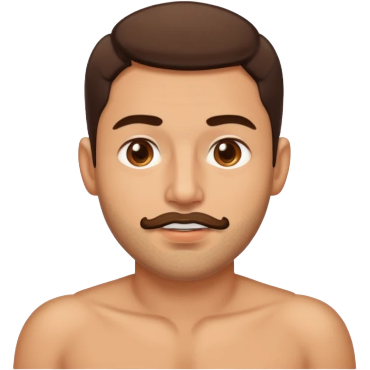 Latin man with cum on cheek mouth and chest, no mustache, light stubble, almond eyes emoji