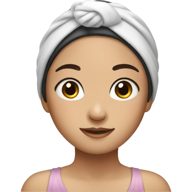 Asian girl wearing a hair towel  emoji
