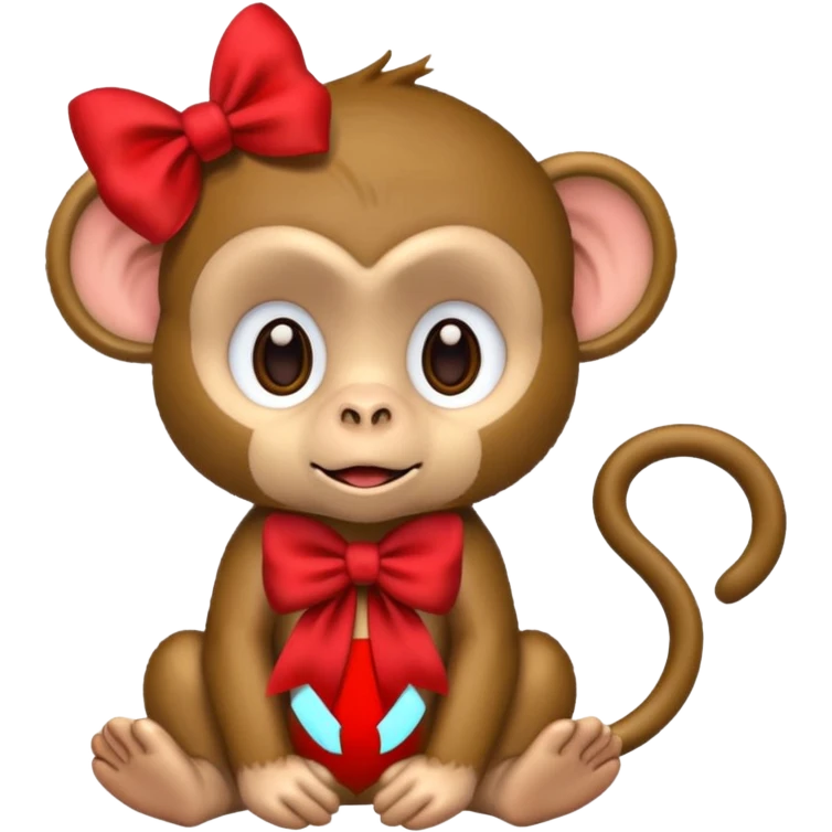 обезьяна с красным бантиком на голове emoji