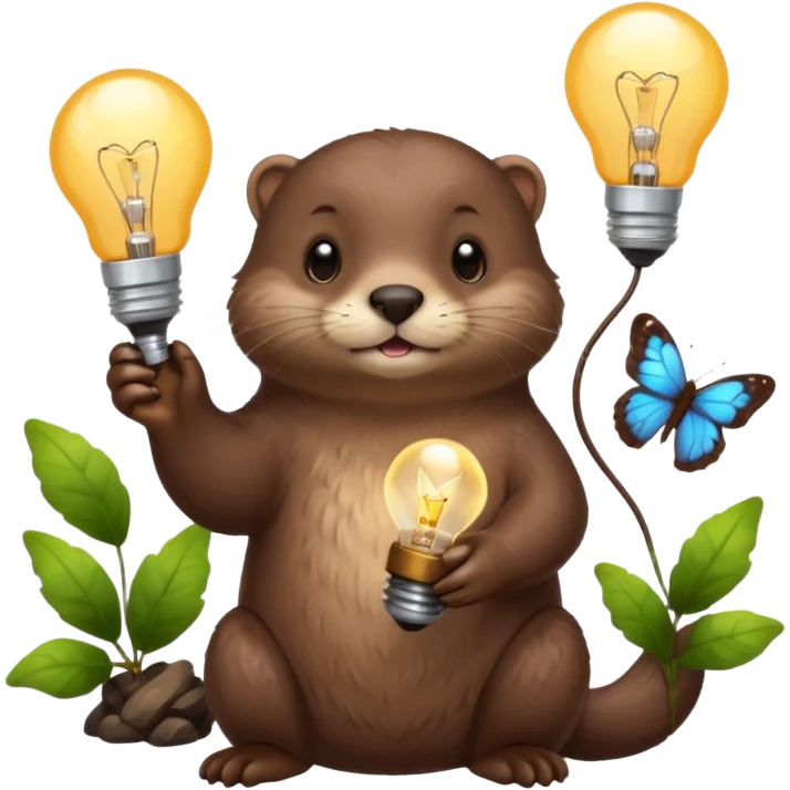 otter with butterflies and light bulb idea emoji