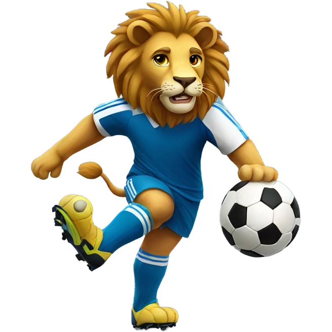 Lion playing soccer emoji