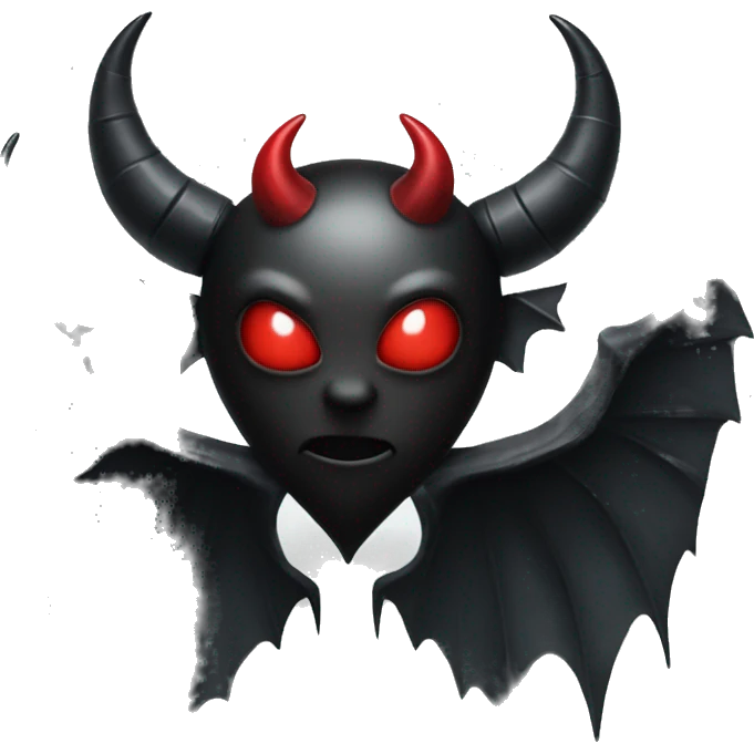 Black heart with devil horns and wings emoji