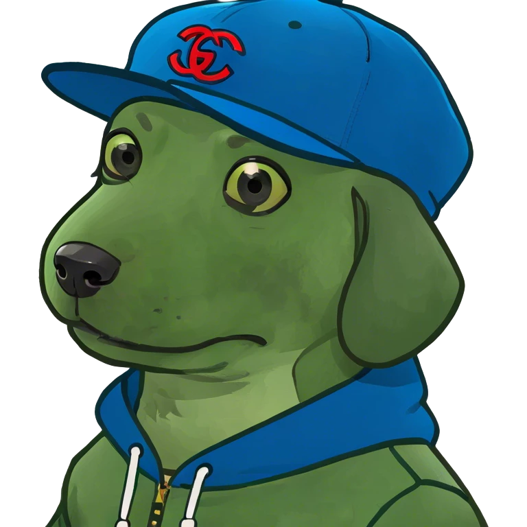 Hund mit blauen hoodie und gucci kapı emoji
