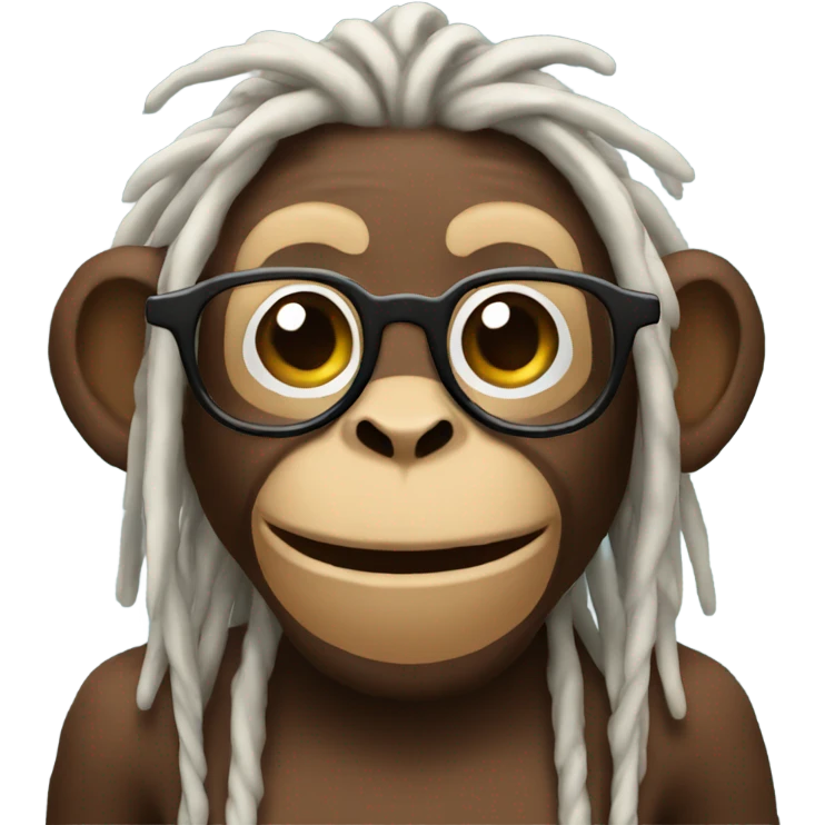monkey with dreads and glasses smiling  emoji