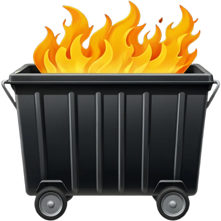 Dumpster fire no wheels emoji