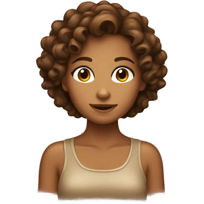 a tanned girl with brown curly hair  emoji