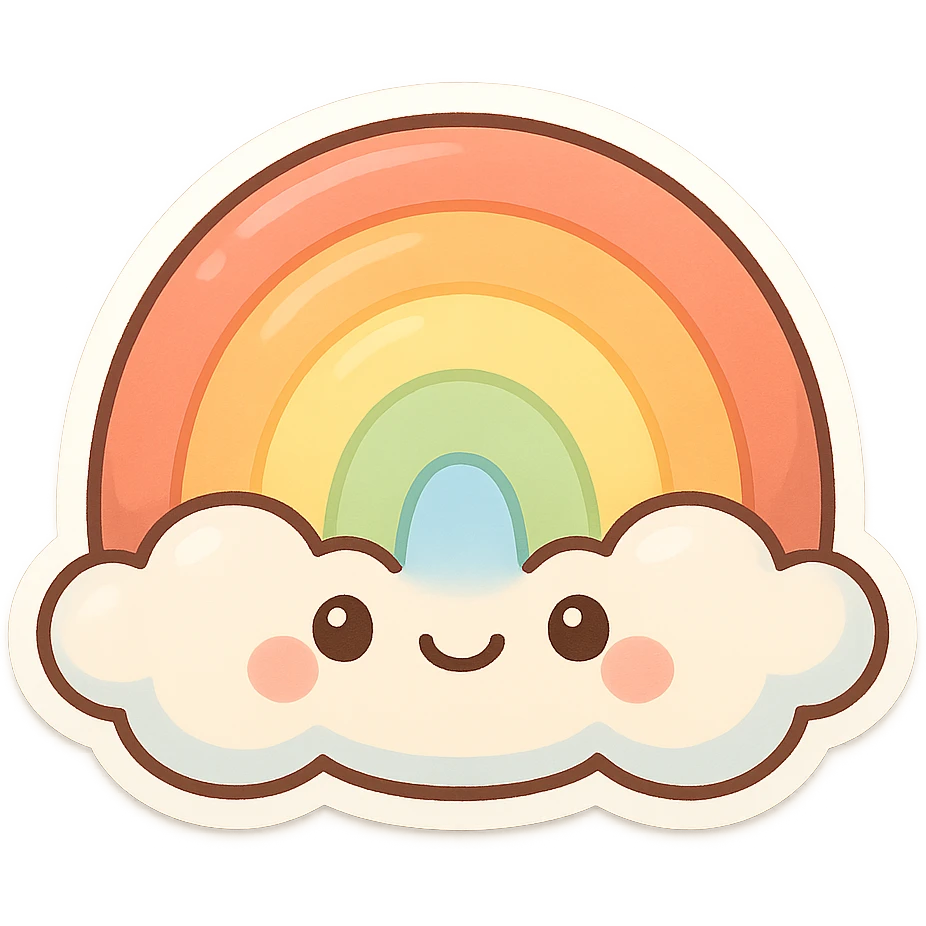 a chubby rainbow, soft and rounded, cheerful colors emoji