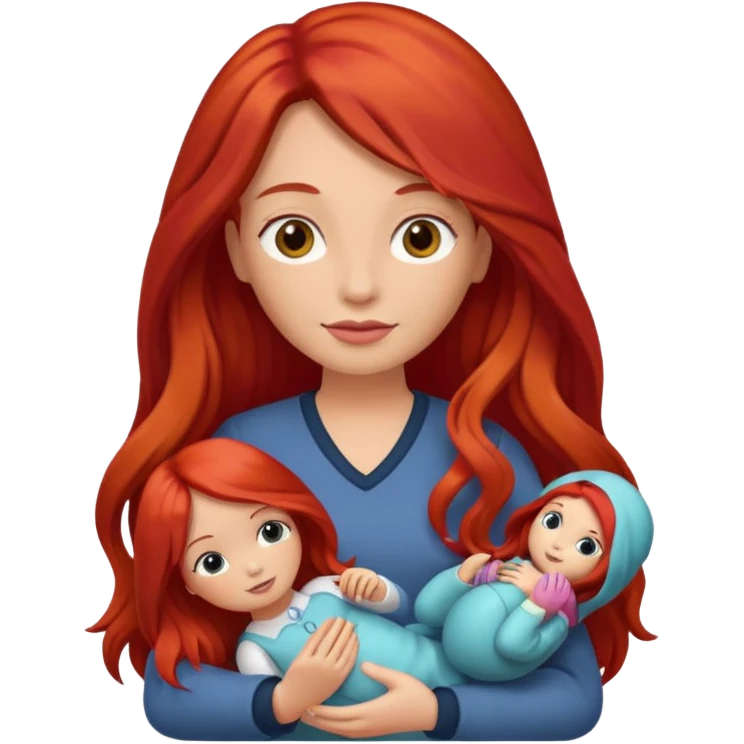 long red haired woman holding  doll emoji