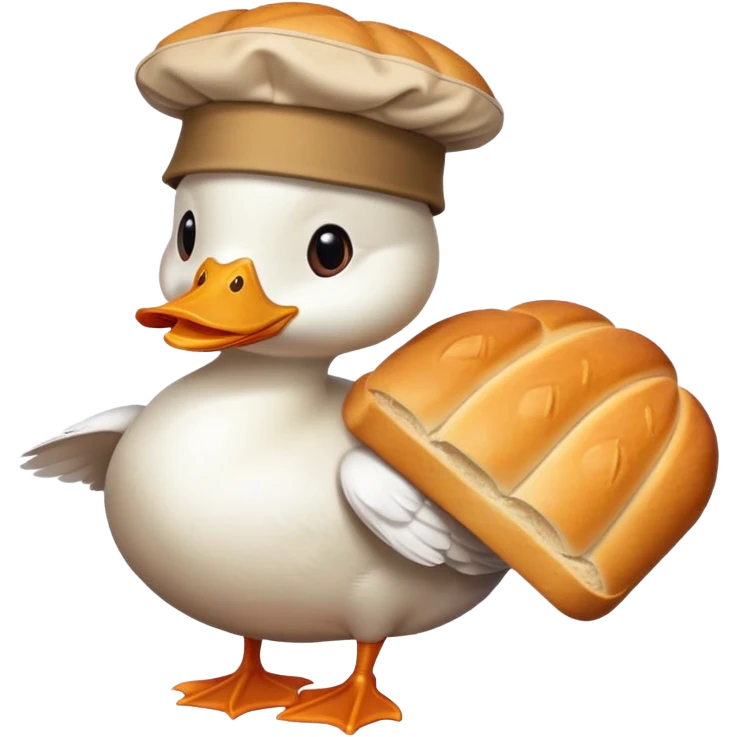 duck wearing bread as a hat emoji