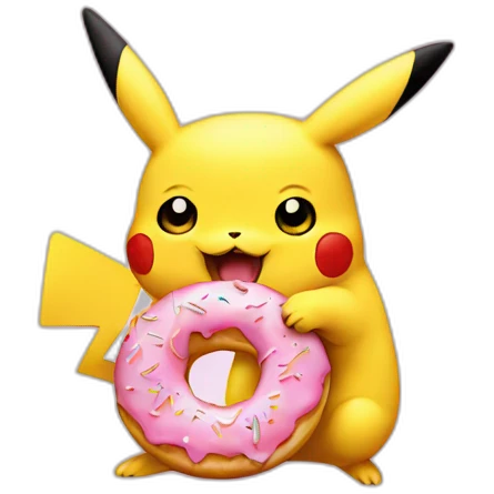 Pikachu eating a donut emoji