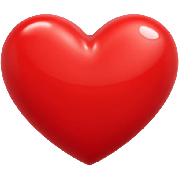 Apple-style 3D illustration of a bright red heart, centered on a clean white background, glossy and rounded, soft shadows for depth, symbolizing love, warmth, and emotion, isolated and minimal design emoji