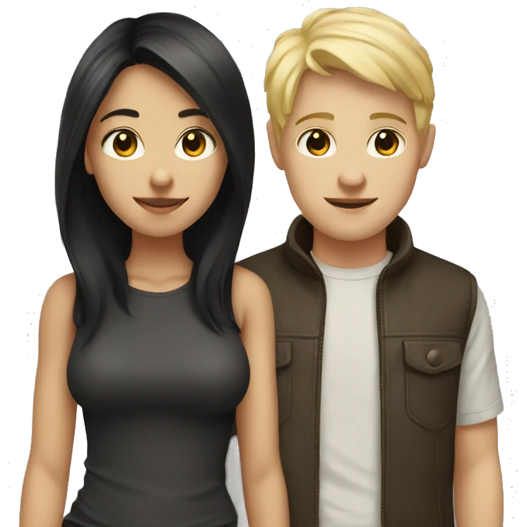 dark hair girl and blonde hair boy  emoji