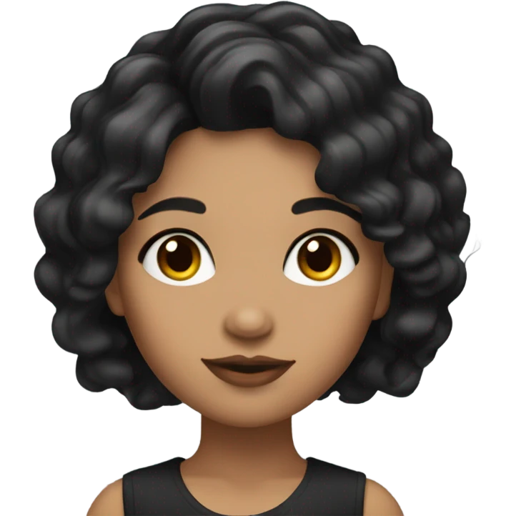 girl with black wavy hair with latina makeup emoji