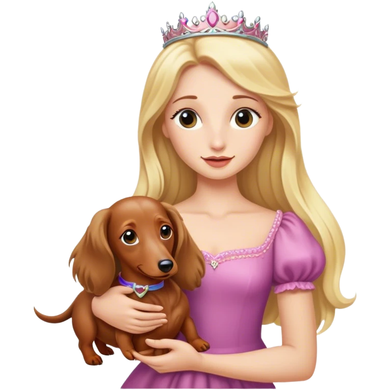 Blonde princess holding a Long haired dachshund  emoji