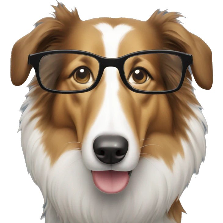 Collie wearing glasses emoji