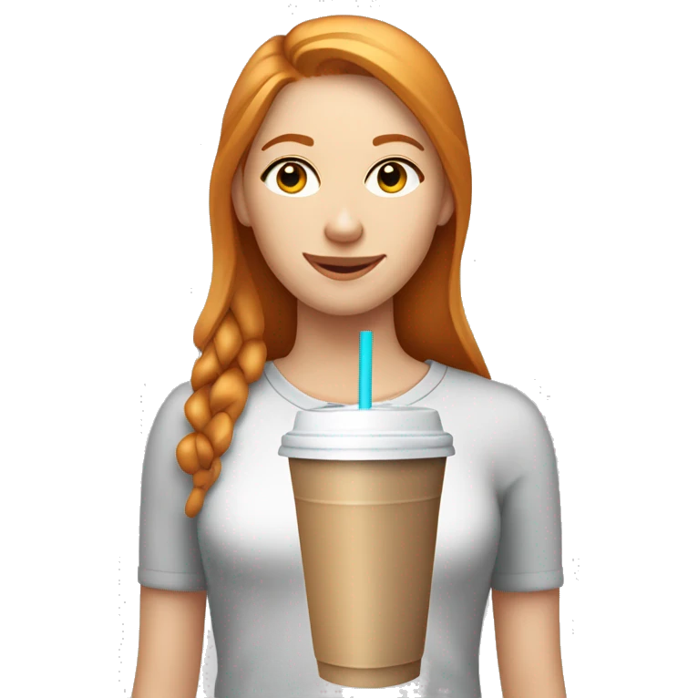 Ginger straight haired girl i’m workout set drinking iced latte  emoji