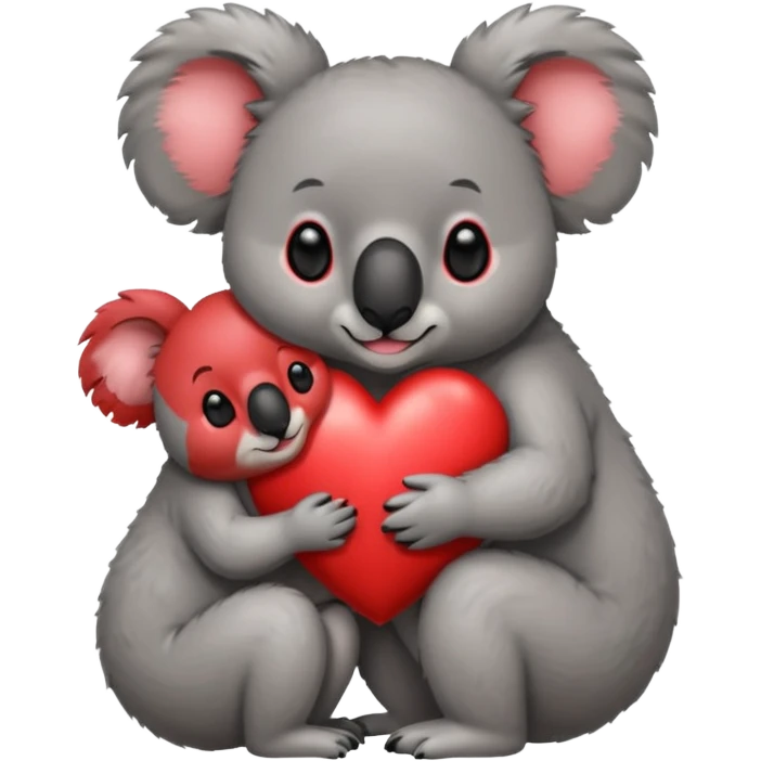 koalas cuddling with heart between them emoji