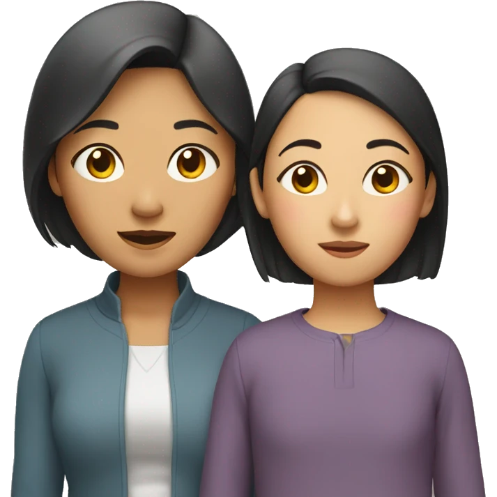 asian mother and mixed daughter emoji