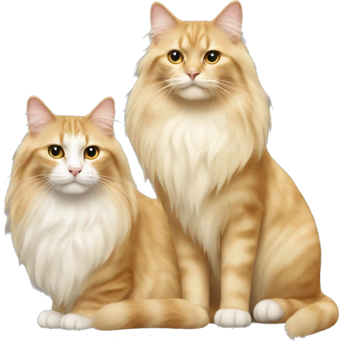 Two longhair cats, one is golden, one is creamy white emoji