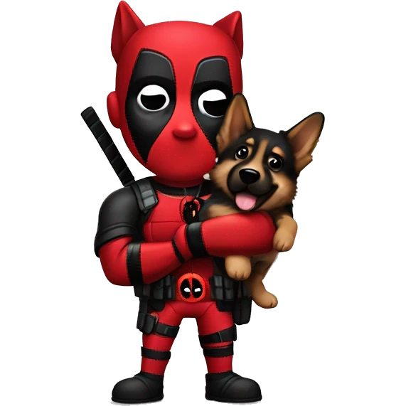 Deadpool holding German shepherd puppy emoji