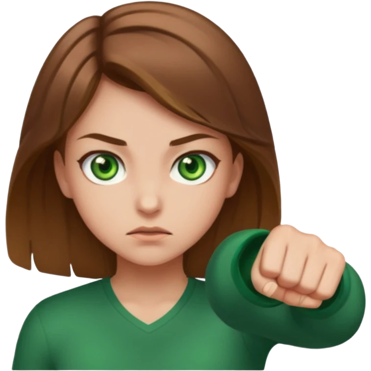 girl with green eyes and brown light hair fighthing emoji