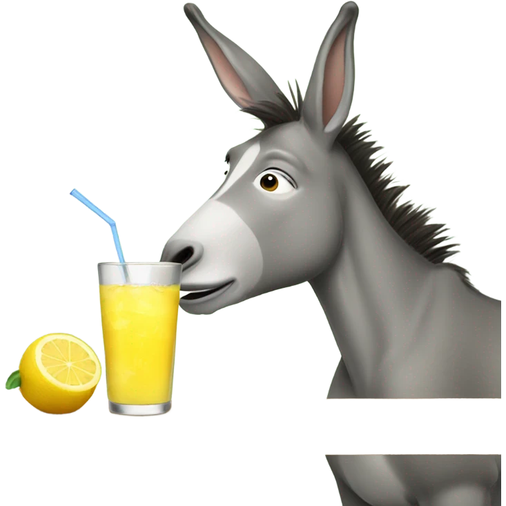 Donkey drinking lemonade emoji