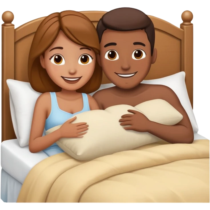 Different genders in bed emoji