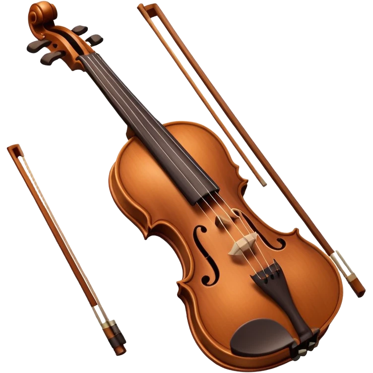 A violin with its bow. It has eyes and a smiling mouth. emoji