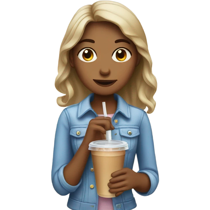 Girl drinking iced coffee emoji