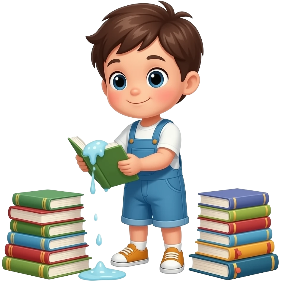 kid washing books emoji