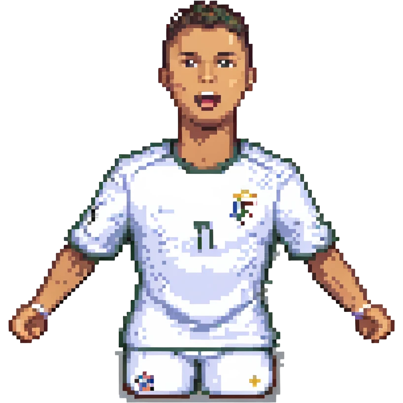 pixel art of Ronaldo celebrating a goal, pixelated style emoji