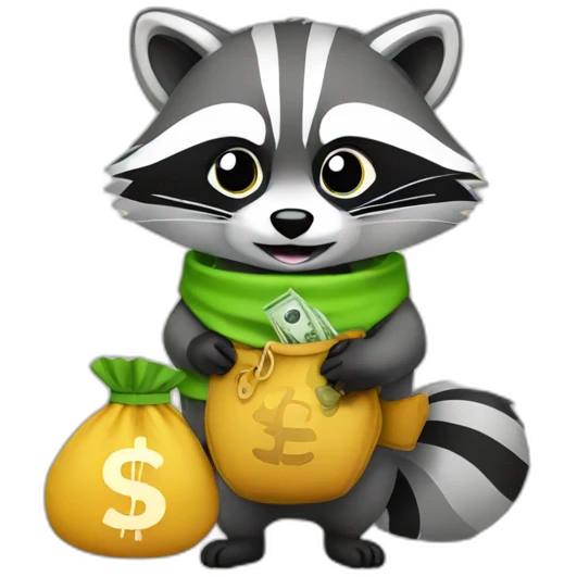 Raccoon with money bag emoji