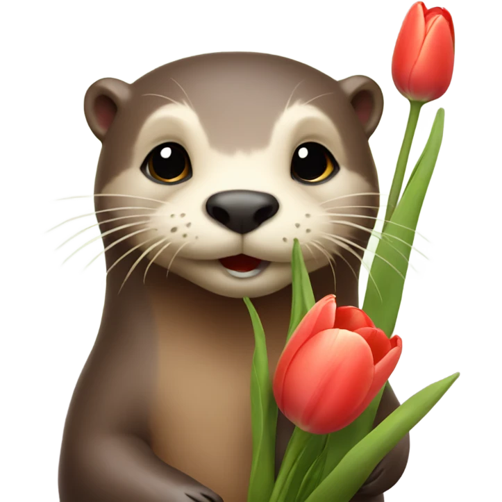 Otter with bouquet of tulips  emoji