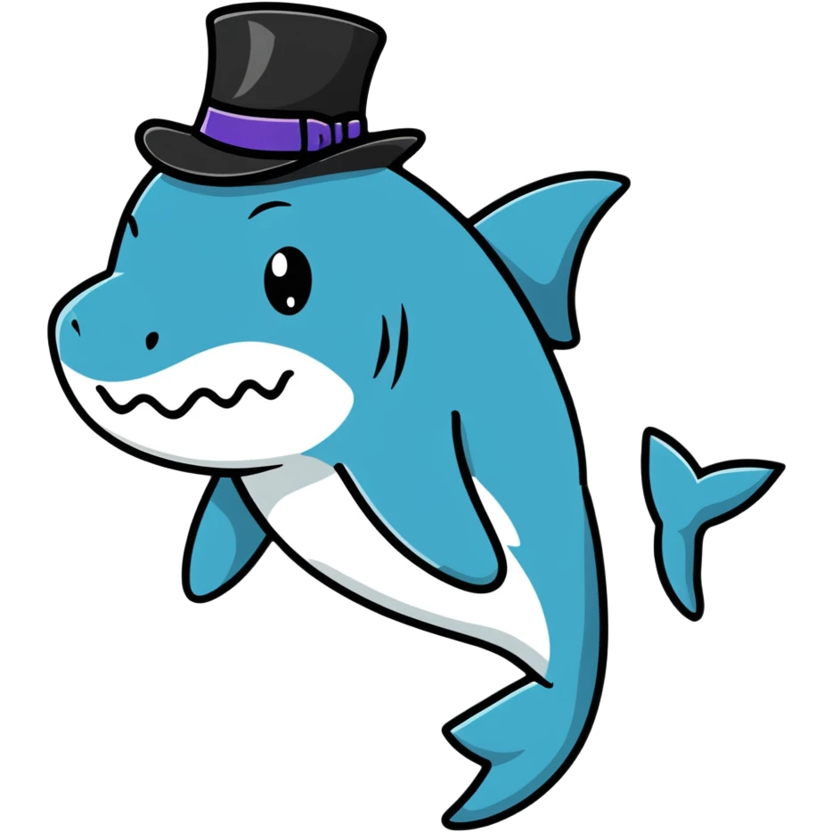 Shark with a top hat emoji