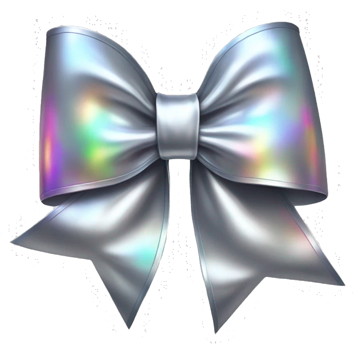 Realistic isolated silver holographic bow with bow attached on top of it. emoji