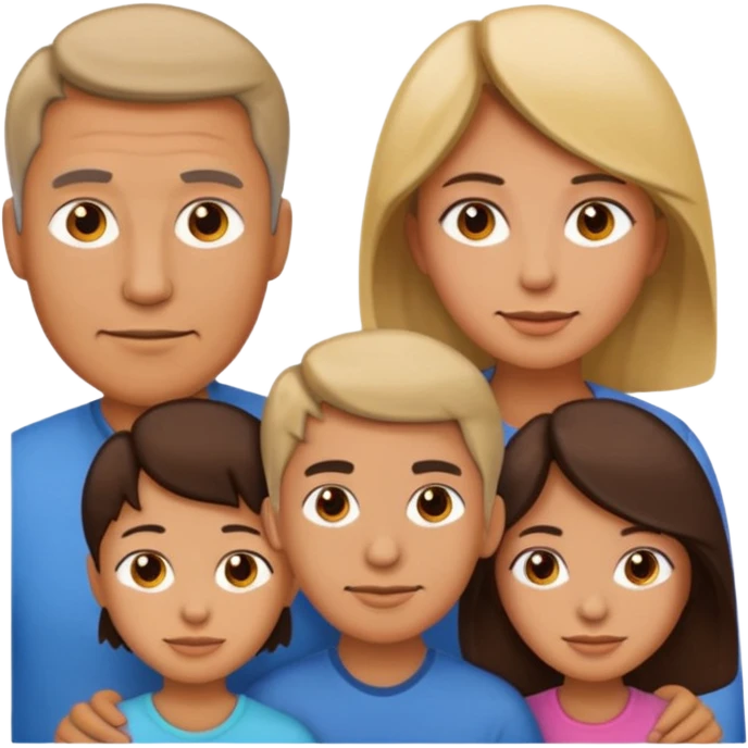 A family emoji set: an adult man and an adult woman as parents, and one teenager (16 years old) emoji