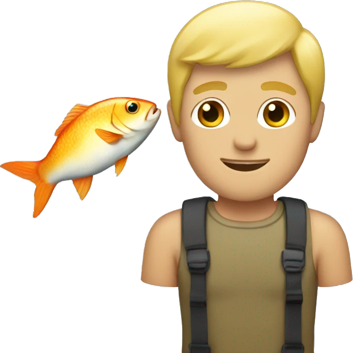 blonde guy with a fish emoji
