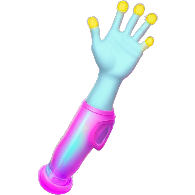 Rave party dancing prosthetic arm neon smoking emoji