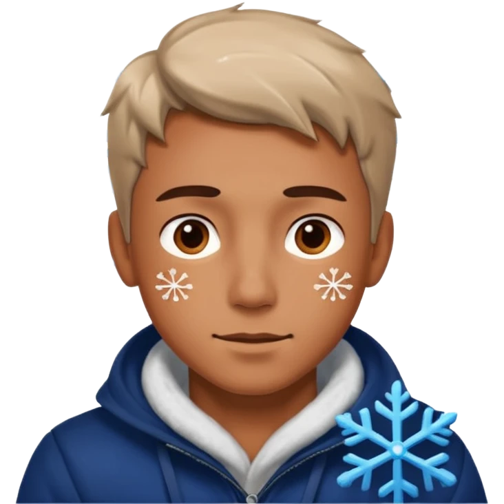Guy looking at a snowflake emoji