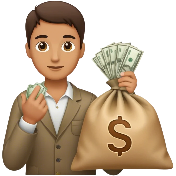 one hand holding a bag of money emoji